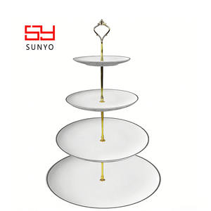 Offre Spéciale – Présentoir Créatif en Céramique et <span class=keywords><strong>Porcelaine</strong></span>, Compatible Lave-Vaisselle, Blanc, Double, Triple ou Quatre Niveaux, pour Fruits, Gâteaux et Snacks - Product Image 3