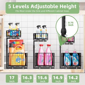 Iron Steel Standing Type Cabinet Rack for Kitchen &amp; Bathroom Beverage Food Storage <strong>Baskets</strong> Under the <strong>Sink</strong> Organizer Unit - Product Image 4