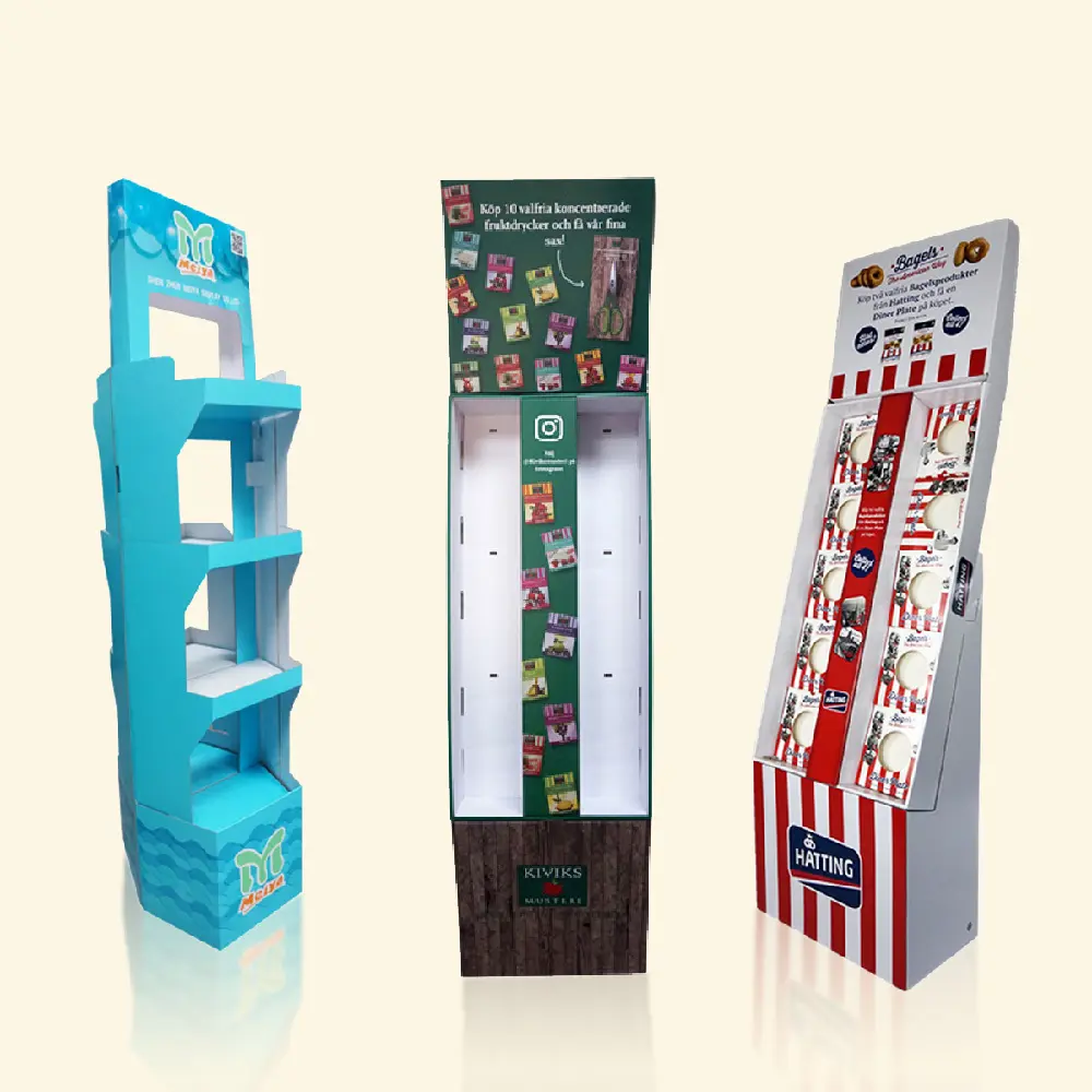 Customized Cardboard Water Display Stand Corrugated Paper Cardboard Pallet Display Rack Supermarket Shelf for Food Beverage