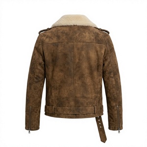 Men's Handmade Genuine Suede Windproof Turn-down Collar Fringe <b>Western</b> <b>Jacket</b>-Black Cowboy Biker Coat XL Winter - Product Image 2