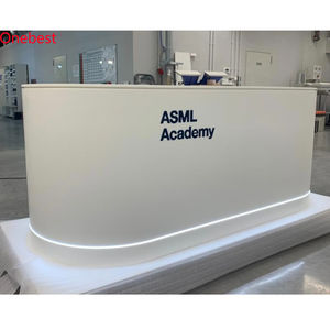 Comptoirs de caisse modernes en pierre artificielle avec LED et coins arrondis pour magasins de détail, avec logo - Product Image 3