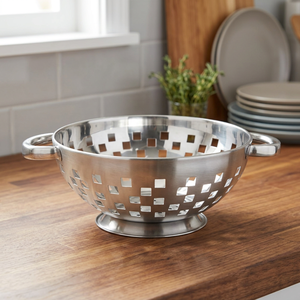 <b>Stainless</b> <b>Steel</b> Shallow Square Cut <b>Colander</b> - Product Image 3