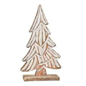 The QUALITY COLLECTION QC-6589 Metal <b>Tree</b> Sculpture on Wooden Base Home Decor Easter Christmas White Wash Finished Modern Design - Product Image 1
