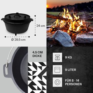 Premium Lightweight Cast Iron Dutch Oven & Camping <b>Pot</b> with 2-in-1 Frying Skillet Lid 4-5L Capacity for Gas & Induction Stoves - Product Image 1