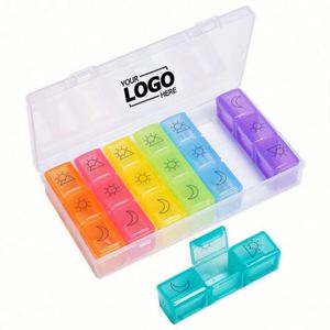 <b>Large</b> 21Compartment Rainbow Weekly Pill Organizer Colorful 7Day Travel Medicine Storage <b>Box</b> for Seniors and Promotional <b>Gifts</b> - Product Image 1