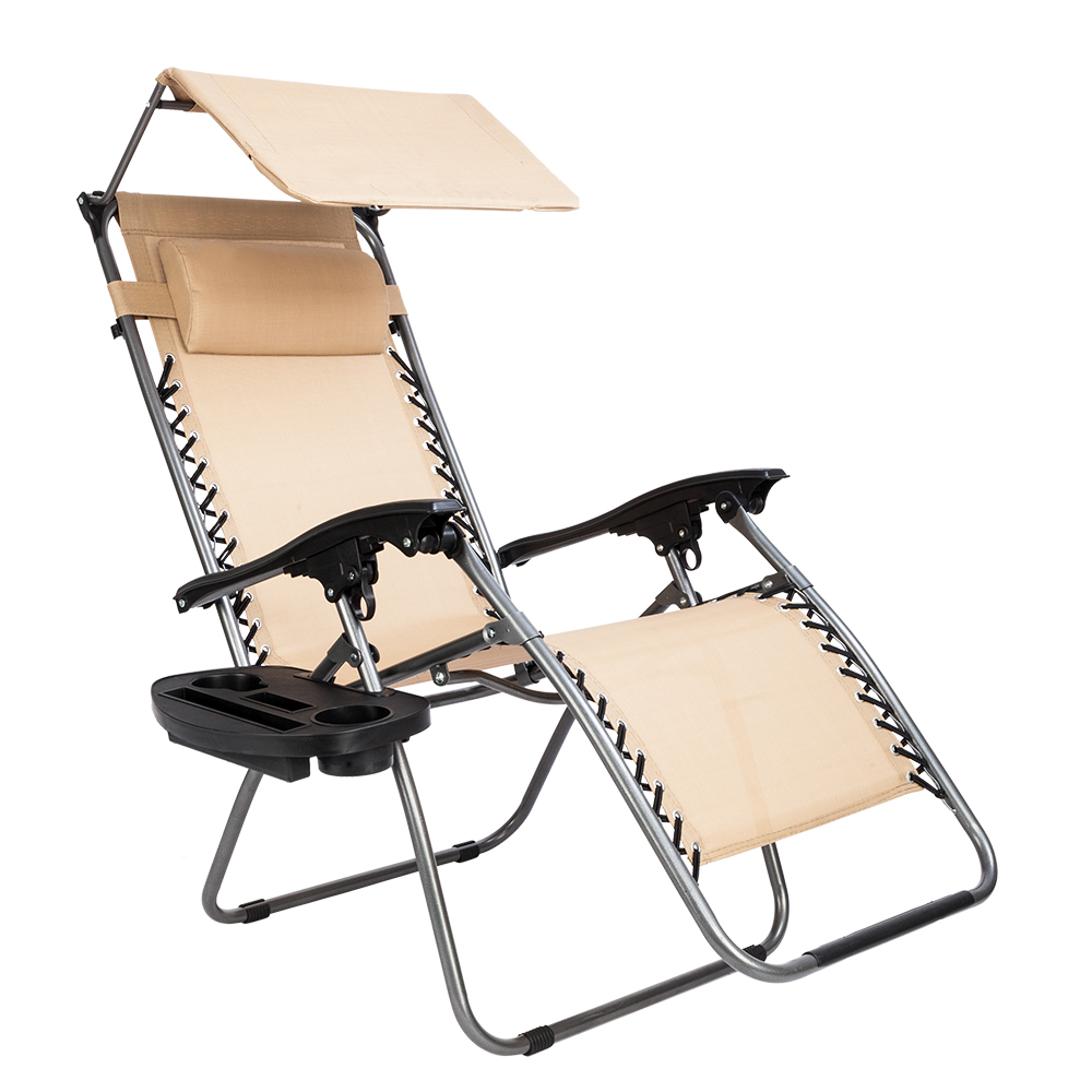Hot Sale Two Colors Adjustable Zero Gravity Lounge Chair Chaise Lounge with Awning Leisure Chair
