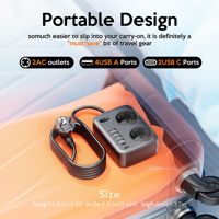 Multiprise de voyage UE avec protection contre les surtensions, 4 ports USB-A, 2 ports USB-C, 2 prises CA, pour maison et bureau