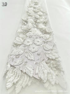 Eco-Friendly Beaded Tube Lace Floral <strong>Fabric</strong> for High-End Wedding Evening &amp; Ball Gown Dresses Fresh &amp; Elegant - Product Image 4