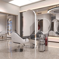 Neuer Stil Moderner Minimalistischer Leder-Frisiertisch mit Standspiegel für Dauerwellen/Färbeprozesse in Gewerblichen Friseursalons