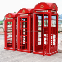 Gladde Hot Sale Oranje Telefooncel Decoratieve Antiek Londen Bloemen Telefooncel Prop Telefoonbox