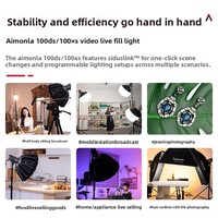 Lampu LED Isi Ulang untuk Live Streaming 100D 100x S - CRI 95+ Suhu Warna 5500K200K Cahaya Lembut untuk Fotografi & Video