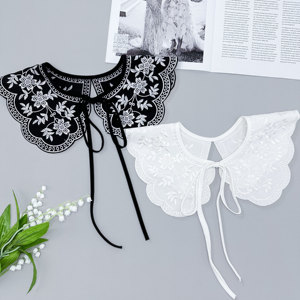 <span class=keywords><strong>Faux</strong></span> <span class=keywords><strong>col</strong></span> amovible en dentelle brodée florale noire pour femmes vintage pour chemises et chandails - Product Image 6