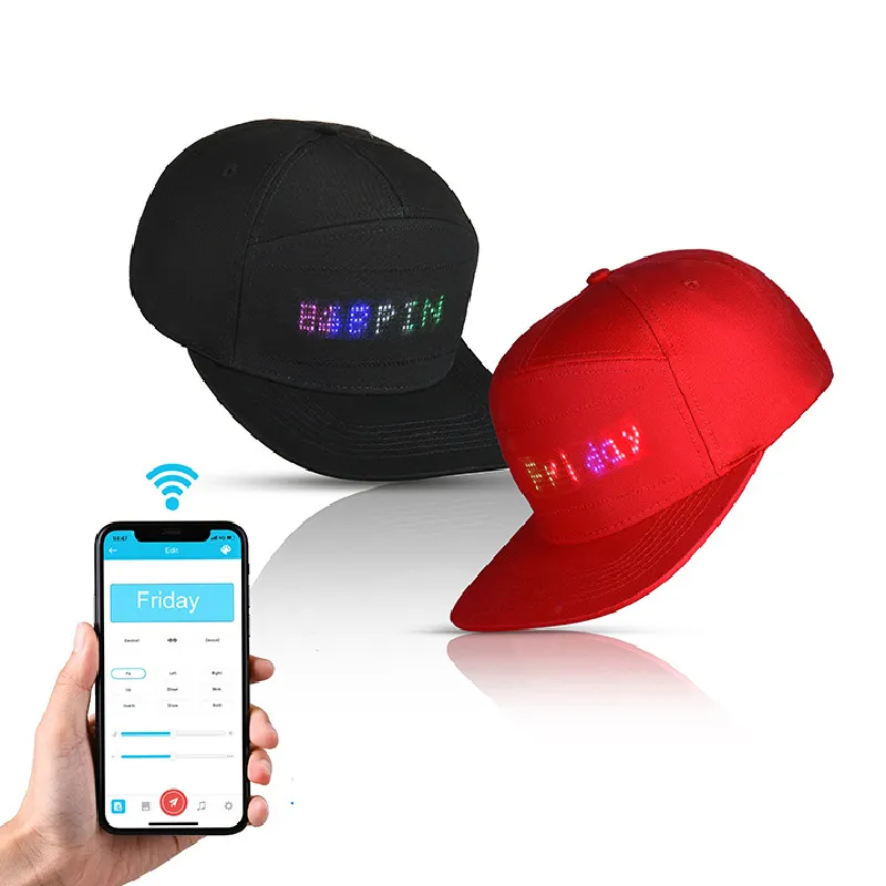 Casquette de Baseball avec affichage LED, casquette de Baseball avec Message défilant Programmable