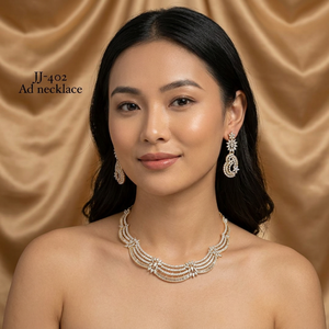 ชุดสร้อยคอและต่างหูแบบโชคเกอร์ประดับเพชรซิร์คอนสุดคลาสสิก ชุบโรเดียมอย่างดี สำหรับเจ้าสาว งานแต่งงาน เหมาะสำหรับผู้หญิง - Product Image 2