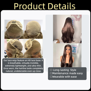 Peluca sintética resistente al calor con encaje frontal transparente 13*4, de color marrón oscuro, con ondas grandes y curvatura natural, para mujer. - Product Image 6