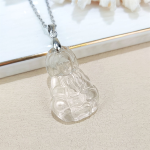 สร้อยคอจี้คริสตัลควอตซ์รูป<span class=keywords><strong>พระ</strong></span>พุทธรูป ดีไซน์ทันสมัย ชุบทอง 18K สำหรับทุกเพศ ของขวัญทางศาสนา - Product Image 5