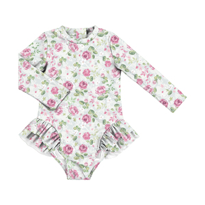 Maillots de bain personnalisés pour filles, à manches longues, avec volants, fermeture éclair, vêtements de bain pour enfants, vêtements de plage, boutique de vêtements de bain - Product Image 4