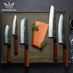 Nieuwe 5 Stuks Aus10 Hoge Carbon 3-Layer Stalen Mkuruti Houten Handvat Handgemaakt Zwart Mes Chef Nakiri Santoku Paring Keukenmes Set