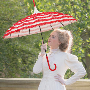 LOTUS <span class=keywords><strong>Pas</strong></span> <span class=keywords><strong>Cher</strong></span> Prix Usine Coloré 16 Côtes <span class=keywords><strong>Dentelle</strong></span> Droite Moderne Manuel Poignée Plastique Extérieur Pagode Parapluie pour <span class=keywords><strong>Mariage</strong></span> - Product Image 6