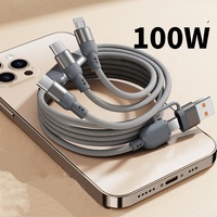 Cables para Laptop y Teléfono con Doble USB Tipo-C 5 en 1, Revestimiento de PVC Trenzado de Nailon, Carga Rápida de 100W, Conductor de Cobre Puro, Longitud Personalizable