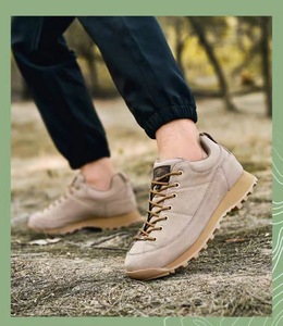 รองเท้าเดินป่ากันน้ำสำหรับผู้ชาย รองเท้าหนังสำหรับเดินป่ากลางแจ้ง รองเท้าผ้าใบกันลื่น - Product Image 4