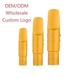 Boquilla de saxofón de latón chapado en oro para saxofón soprano, alto, tenor, boquilla metálica, logotipo personalizado, OEM, ODM, venta al por mayor, saxofón de jazz, instrumento de viento. - Product Image 1