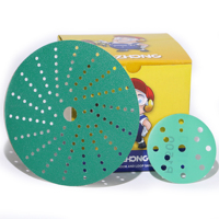 Disque de ponçage 75 mm vert en film polyester, oxyde d'aluminium, multi-trous, pour réparation ponctuelle, peinture, polissage de métal