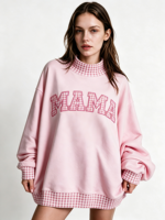 Sweatshirt Kerah Mock Crop untuk Remaja Putri 2026 Oversized Longgar Pullover Wanita Lengan Panjang Kasual Musim Dingin