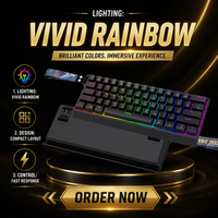Clavier de jeu mécanique tri-mode 68 touches, clavier sans fil avec rétroéclairage RVB, interrupteur USB Type C