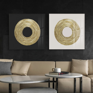 <span class=keywords><strong>Peinture</strong></span> murale moderne Simple avec impression sur toile, <span class=keywords><strong>cercle</strong></span> doré abstrait, décoration luxueuse pour salon - Product Image 5