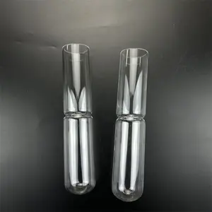 Özelleştirilebilir yüksek saflıkta şeffaf silika ikiz tüp kaynamış cam çift delik kuvars tüp