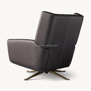 Mécanisme d'inclinaison intégré sophistiqué de conception italienne Sassanid OEM des années 1970 Fauteuil inclinable pivotant en cuir <span class=keywords><strong>Luke</strong></span> - Product Image 5