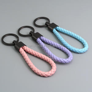 Kualitas tinggi dikepang tali kulit gantungan kunci seng logam Campuran gesper gantungan kunci mobil liontin liontin grosir - Product Image 5