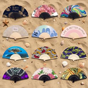 Abanico de Bambú Personalizado Promocional al por Mayor, Abanico de Mano de Madera Española de Alta Calidad para Artesanías de Bambú - Product Image 1