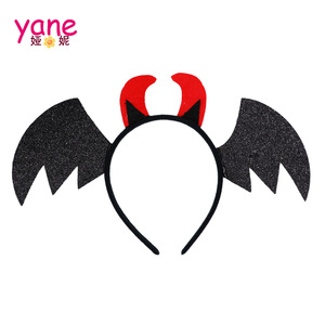 YANE bambine Halloween fasce per bambini decorazioni per le ali nere per feste <span class=keywords><strong>accessori</strong></span> per costumi da <span class=keywords><strong>diavolo</strong></span> con eleganti fasce per capelli - Product Image 2