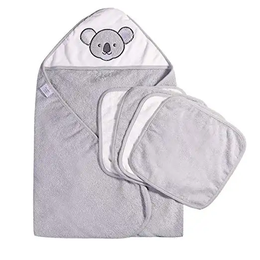 M485 kain katun Bagus bayi handuk bertudung mandi dengan kain lap pola Koala lucu handuk mandi penyerap air ramah kulit handuk bayi