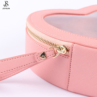 JOYSUN Pochette de maquillage personnalisée en vinyle élégante en forme de cœur, petite pochette cosmétique transparente