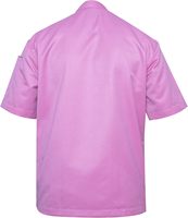 Veste de Chef Classique Rose à Manches Courtes pour Femmes Uniforme de Cuisinier Ample Hôtellerie Restauration Vêtement de Chef Mixte