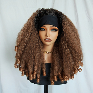 Perruques synthétiques bouclées <span class=keywords><strong>afro</strong></span> kinky en gros, de haute qualité, pas chères, rebondissantes, fabriquées à la machine, avec bandeau, pour femmes noires - Product Image 6