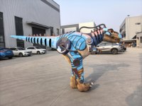 Costume de dinosaure T-Rex mécanique à plumes, design de pattes cachées, léger et flexible, tailles personnalisées pour usage en centre commercial et aéroport