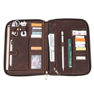 Venta al por mayor de cuero genuino de la cartera de negocios caso notebook con cremallera - Product Image 1