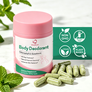 Desodorante corporal de marca privada personalizado de Chinaherbs, suplemento blanqueador de la piel con glutatión, cápsula de clorofila para el olor corporal. - Product Image 2