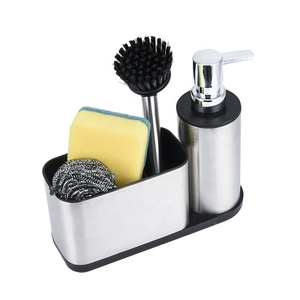 Distributeur de savon en acier inoxydable pour cuisine et support pour éponge - Product Image 1