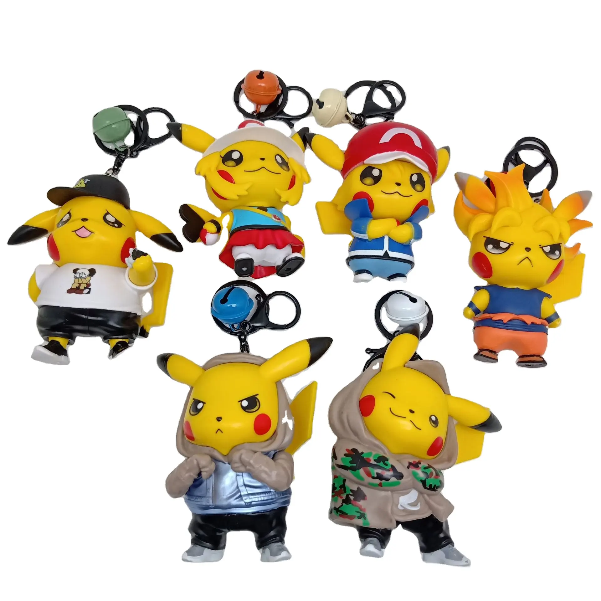 6 teile/satz Cos Pokemoned Pikachuss Sammlung Ornamente Schlüssel bund Anime Dragon Z Ball Goku PVC Action modell Figur Spielzeug Schlüssel bund