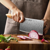 HEZHEN Nouveau couteau de cuisine chinois tranchant 73 couches de poudre d'acier damas manche en bois d'olivier