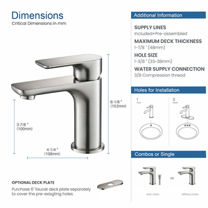 <span class=keywords><strong>Robinet</strong></span> de salle de bain simple, bricolage facile avec plaque de pont en option, <span class=keywords><strong>robinet</strong></span> d'évier de salle de bains, RV, ferme - Product Image 5
