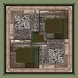 Vintage Geometric Patchwork <b>Scarf</b> 70*70cm Polyester Satin <b>Square</b> <b>Scarves</b> for Women All-Season Casual & Formal Use - Product Image 2