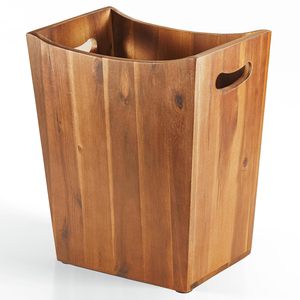 Cubo de basura de madera maciza rectangular de 12L o más, contenedor de residuos portátil para interiores, para el hogar, la oficina, la cocina y la sala de estar - Product Image 1