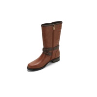 Bottines mi-mollet rétro, bottes à talon bas avec bride à boucle tressée délicate pour les trajets quotidiens, chaussures décontractées à bout rond pour l'automne/hiver
