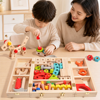 Boîte à outils en bois de 67 pièces, jouet pour enfants, construction STEM, démontage, jeu éducatif Montessori, ensemble de cadeaux